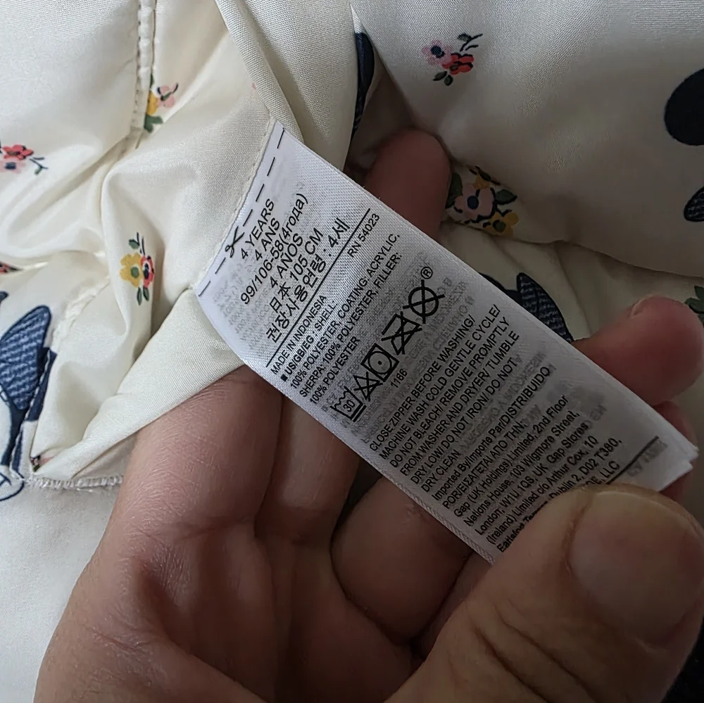 Disney Baby Gap Minnie‎ Mouse Reversible Sherpa Puffer Jacket Coat Girls Sz 4T